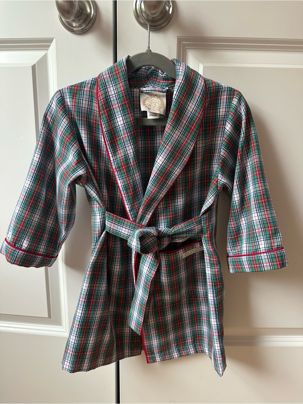 NWOT The Beaufort Bonnet Company Kids Plaid Robe - Red, Green, White